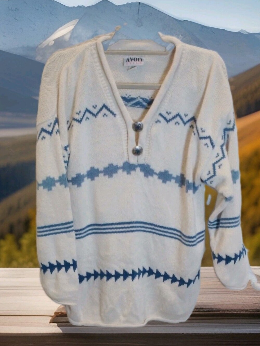Vintage Avon Style Navajo Southwestern Cotton Sweater M/L Made USA